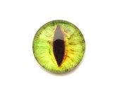 Handmade Glass Eye Cabochon, 20mm, Green, Steampunk, Fantasy, Premium Quality: LIZARD