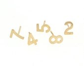 Number Stud Earring - 14k Gold, Any One Number, Stud Earrings As Seen on Kim Kardashian