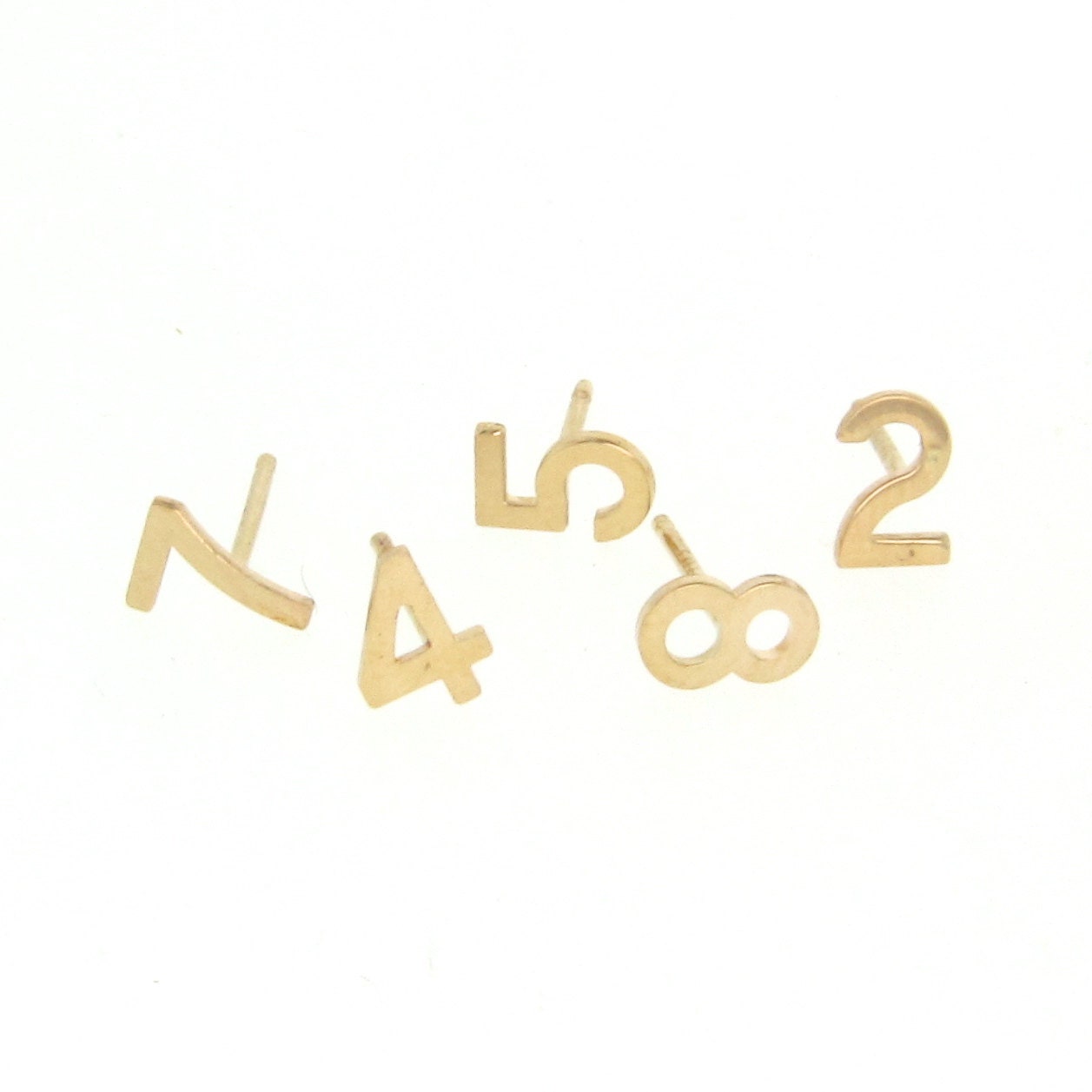 Number Stud Earring - 14k Gold, Any One Number, Stud Earrings As Seen on Kim Kardashian