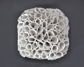 Tiny Wall Tile - Hydrangea - Porcelain Textured Wall Tile Organic Modern Wall Art Sculpture