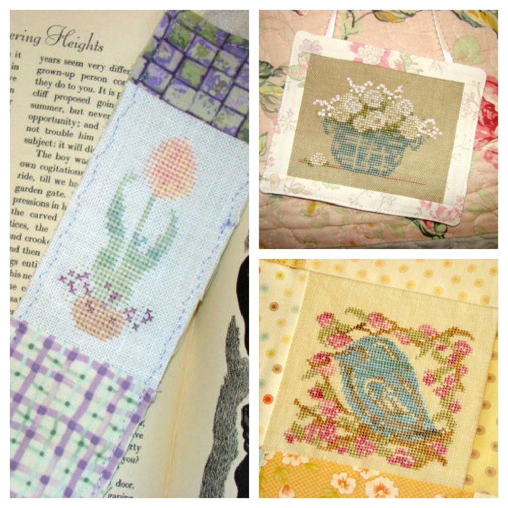 Bluebird Cross Stitch PDF Pattern Spring Flowers Set Instant Download