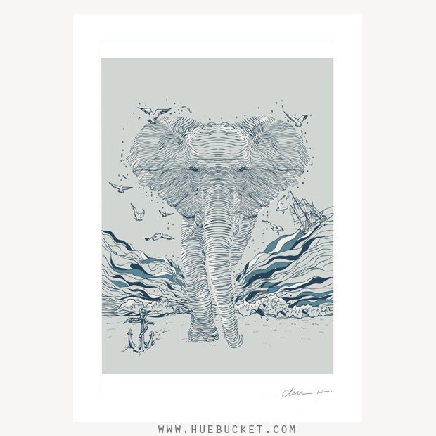 The Ocean Spirit, The Ocean Print, Elephant Print, Art Print