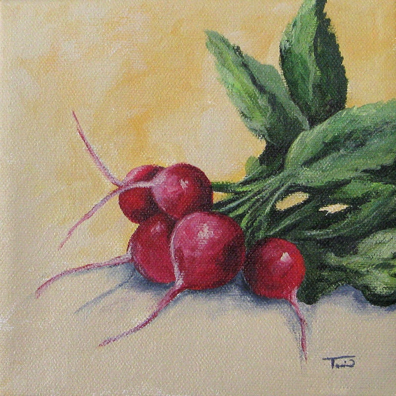 Radishes 6" x 6" Original Painting on Gallery Wrapped Canvas by Torrie Smiley