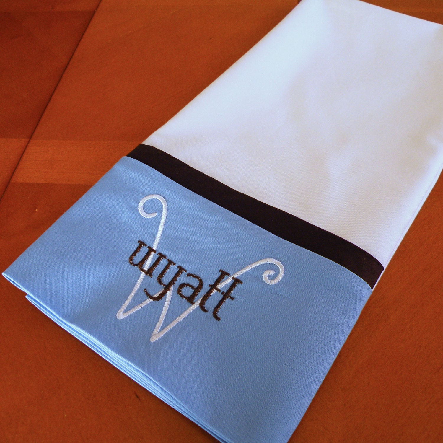 Personalized Pillowcase, White Pillowcase, Blue Pillowcase
