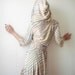 Till We Meet Again - iheartfink Handmade Hand Printed Muted Diagonal Stripes Womens Artistic Hooded Day Dress