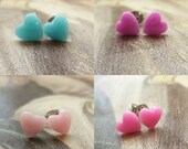 Four Pairs of Tiny Plastic Hearts Post Earrings