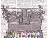 Handmade Gift.Typewriter.Retro.,Altered, Repurposed,Book Page Print / Home Deco,Old School, Author,Poetry.writer.artist.novel.fathers day