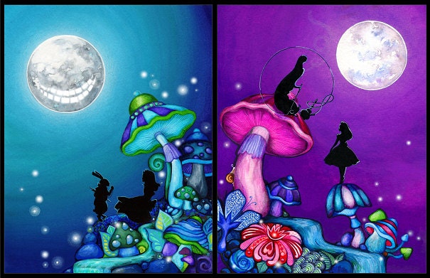 HUGE SALE 40% OFF - Set of 2 Alice in Wonderland Painting Prints