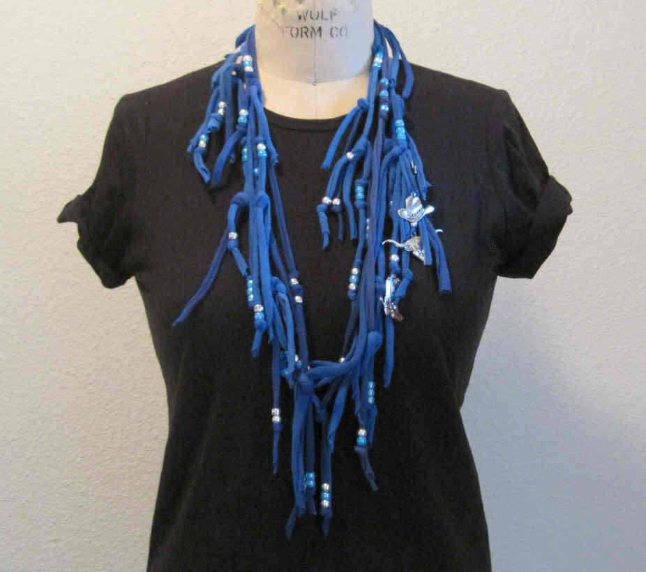 T shirt string Beaded Necklace Infinity scarf TEXAS theme