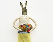 Easter Bunny Ornament - Spun Cotton Rabbit - Made to Order