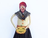 Primitive Halloween Witch Spun Cotton Ornament
