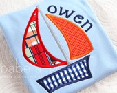 Sailboat Ringer Tee Shirt by babe-a-gogo for Toddlers, Boys or Girls