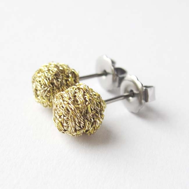 Warm Gold Braided Stud Earrings