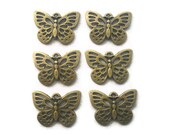 12 Antique bronze tone butterfly charm lead nickel free