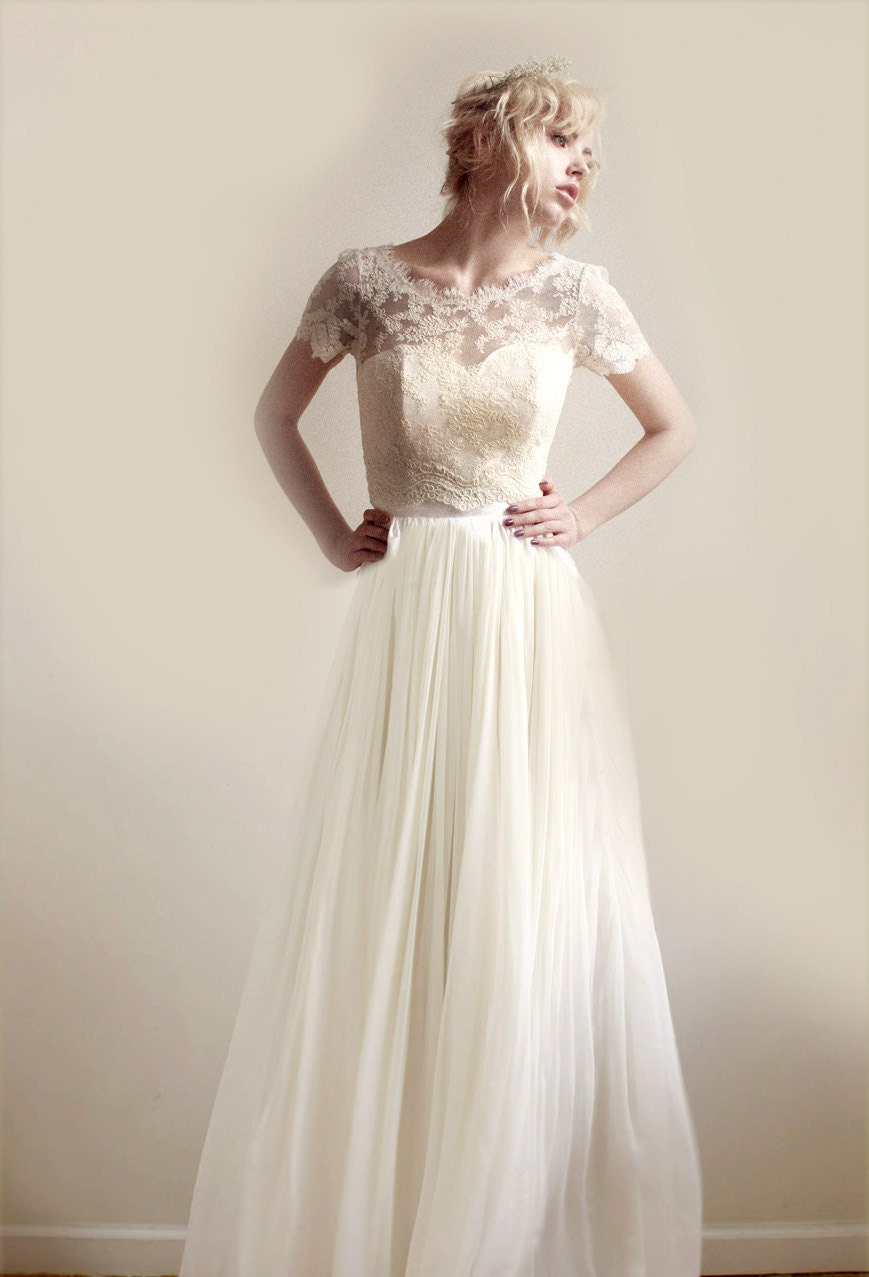 Elandra, Lace and Silk Wedding Dress- Reserved for Gabby