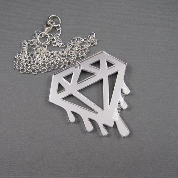Silver Dripping Diamond Necklace