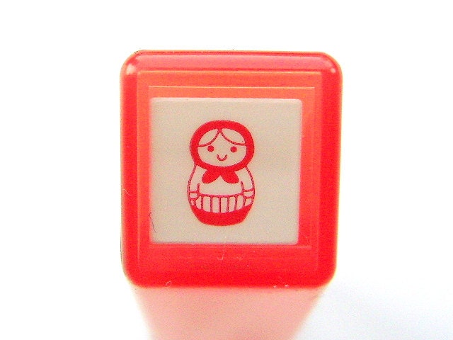 Russian Doll  Rubber Stamp Red   Self Inking Pre Inked