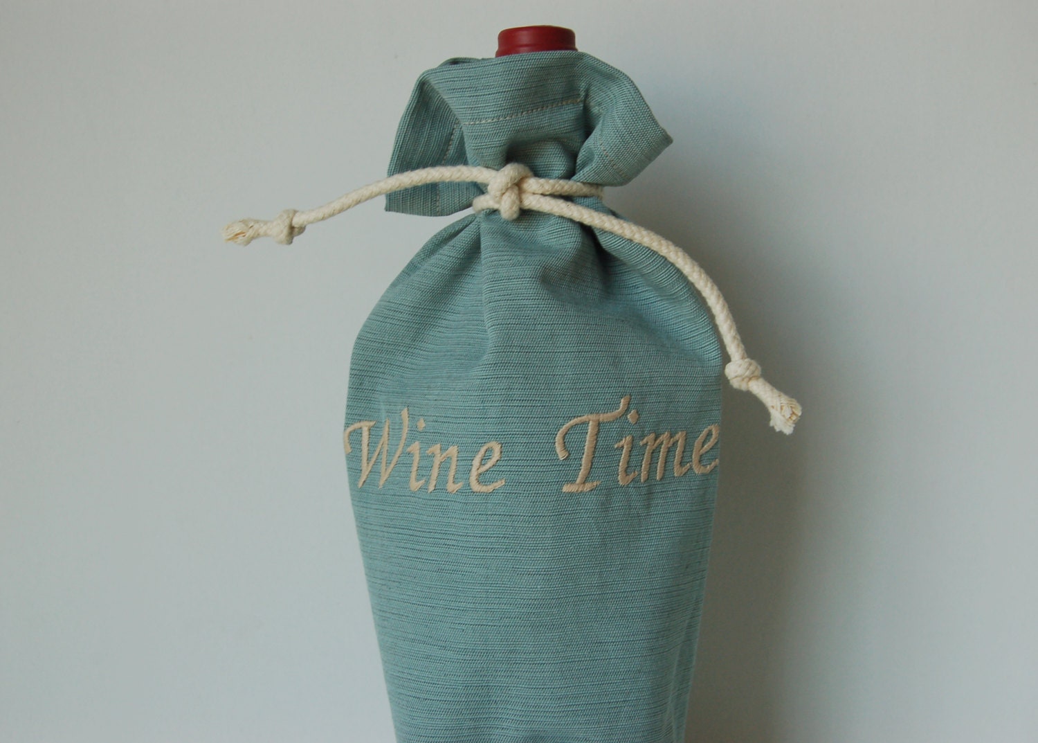 Wine Gift Bag with Wine Time Embroidery