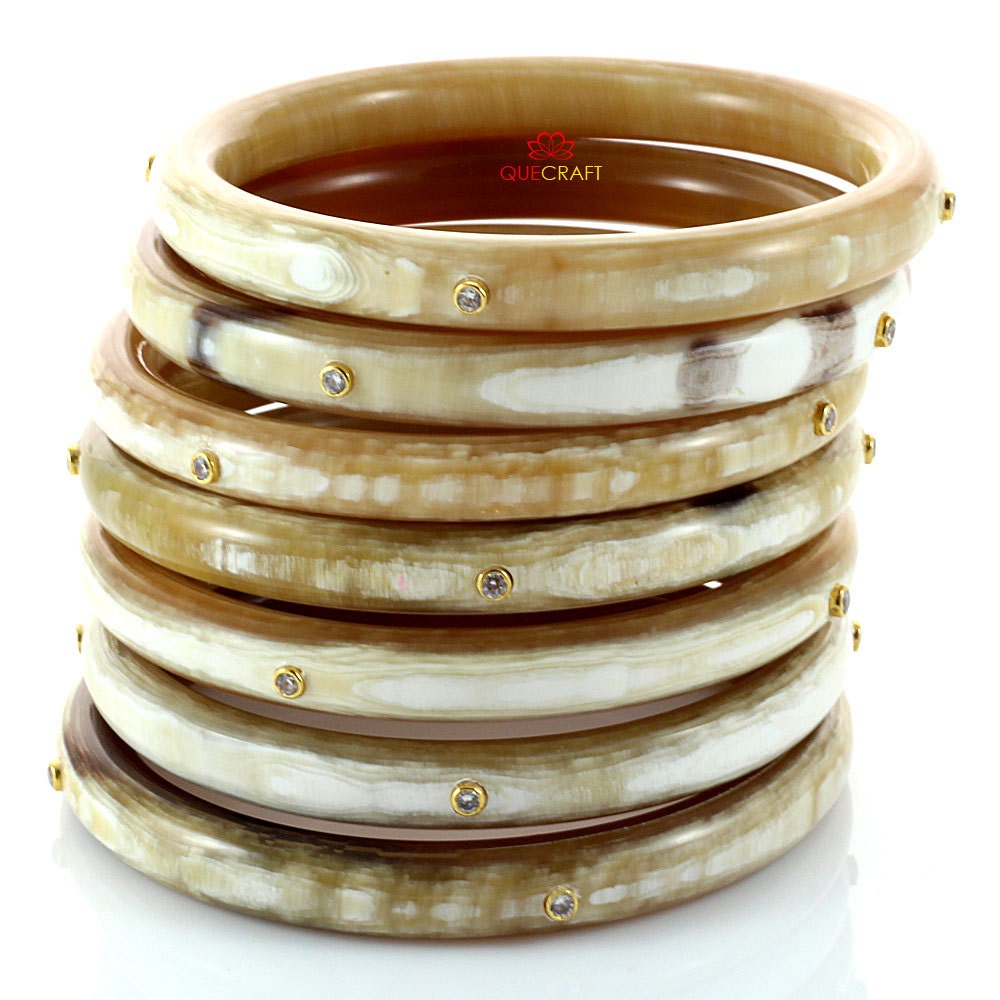 Exquisite Organic Horn Bangle Bracelets Set of 6 Handmade