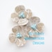 Burlap and Lace Hair Flowers, Wedding Hair Accessories, Bridal Hair Combs - Lace Burlap Hydrangea - Pale Aqua Turquoise Blue Pearl