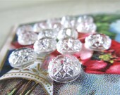 16 Vintage Clear Glass Dome Buttons