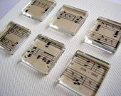 Made to order / 6 Mini Music Glass Tile Magnets Super Strong