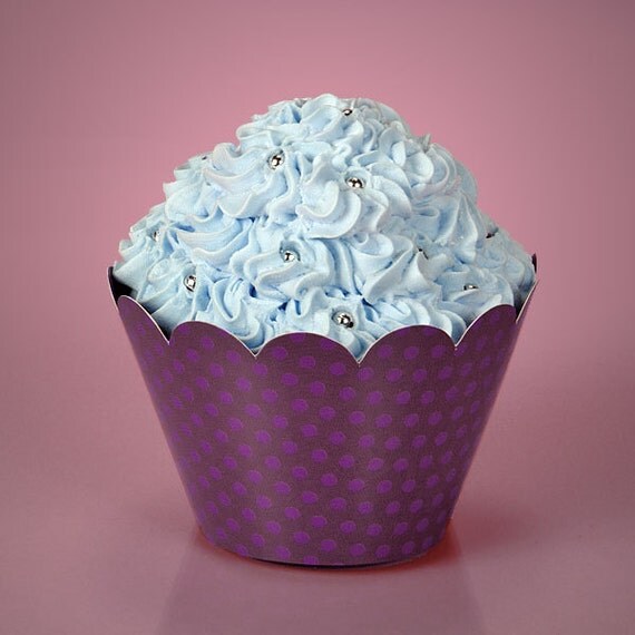 Purple Polka Dot Paper Cupcake Wrappers Set of 12 Il_570xn