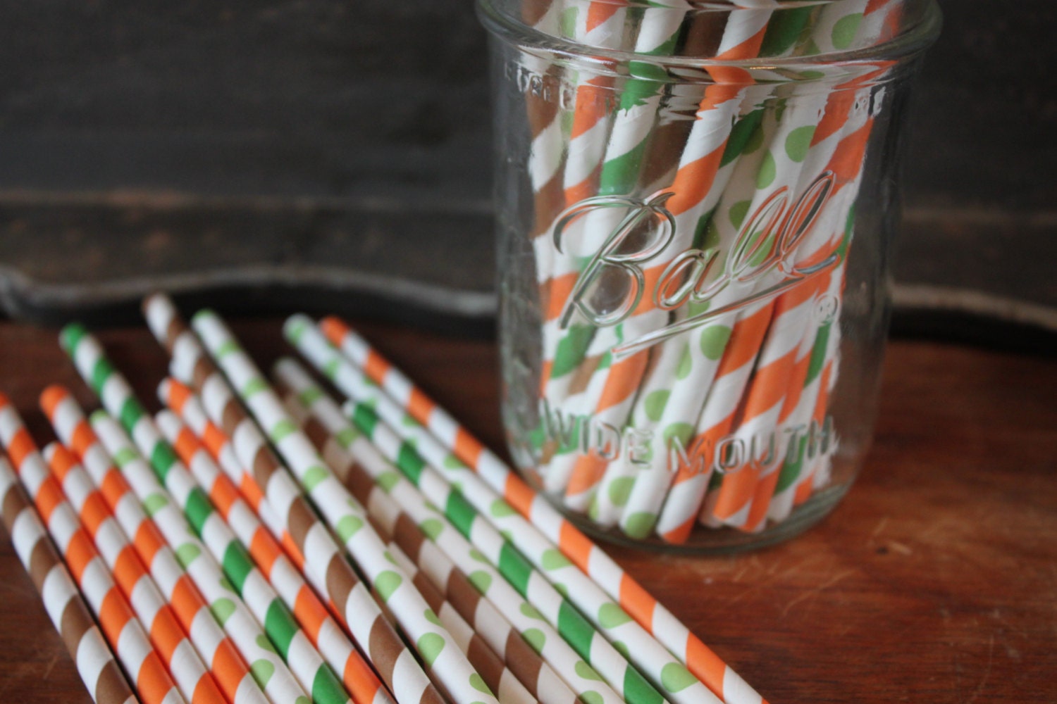 Jungle Party Paper Straws -- Set of 20 -- Orange, Green, Brown Il_570xn