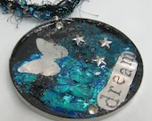 Butterfly Dream Mixed Media Collage Style Necklace