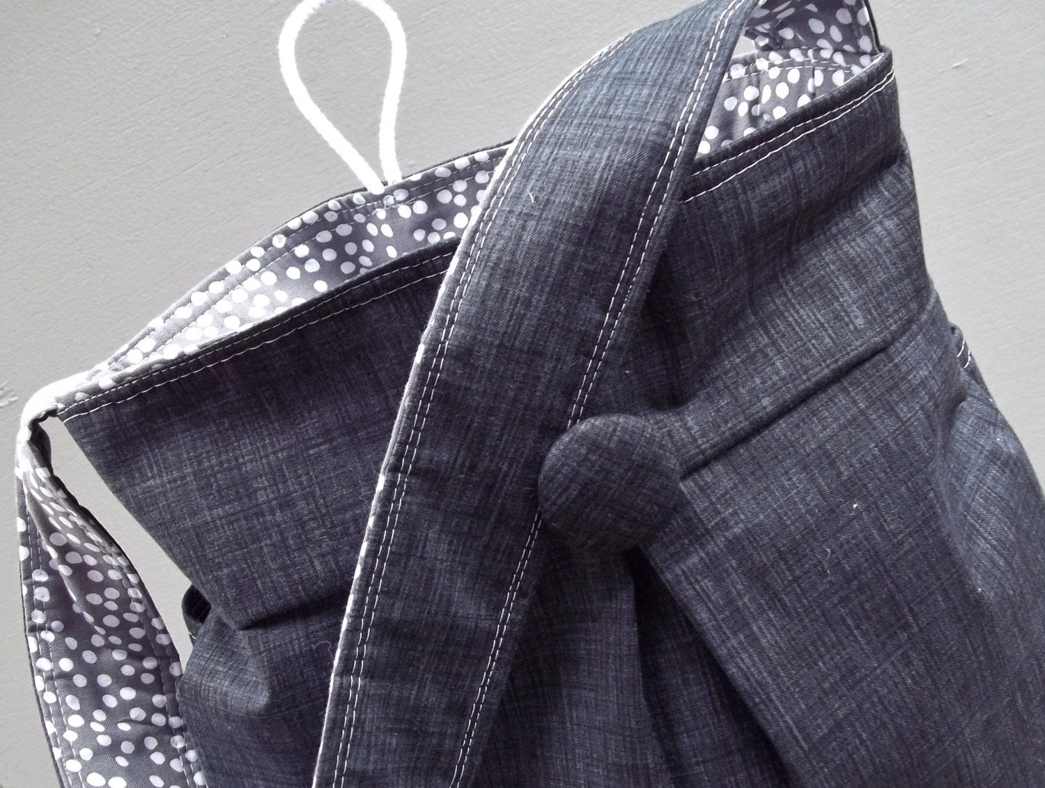 Black Grey Diaper Bag - Reverisble - 6 pockets - 24 inch straps