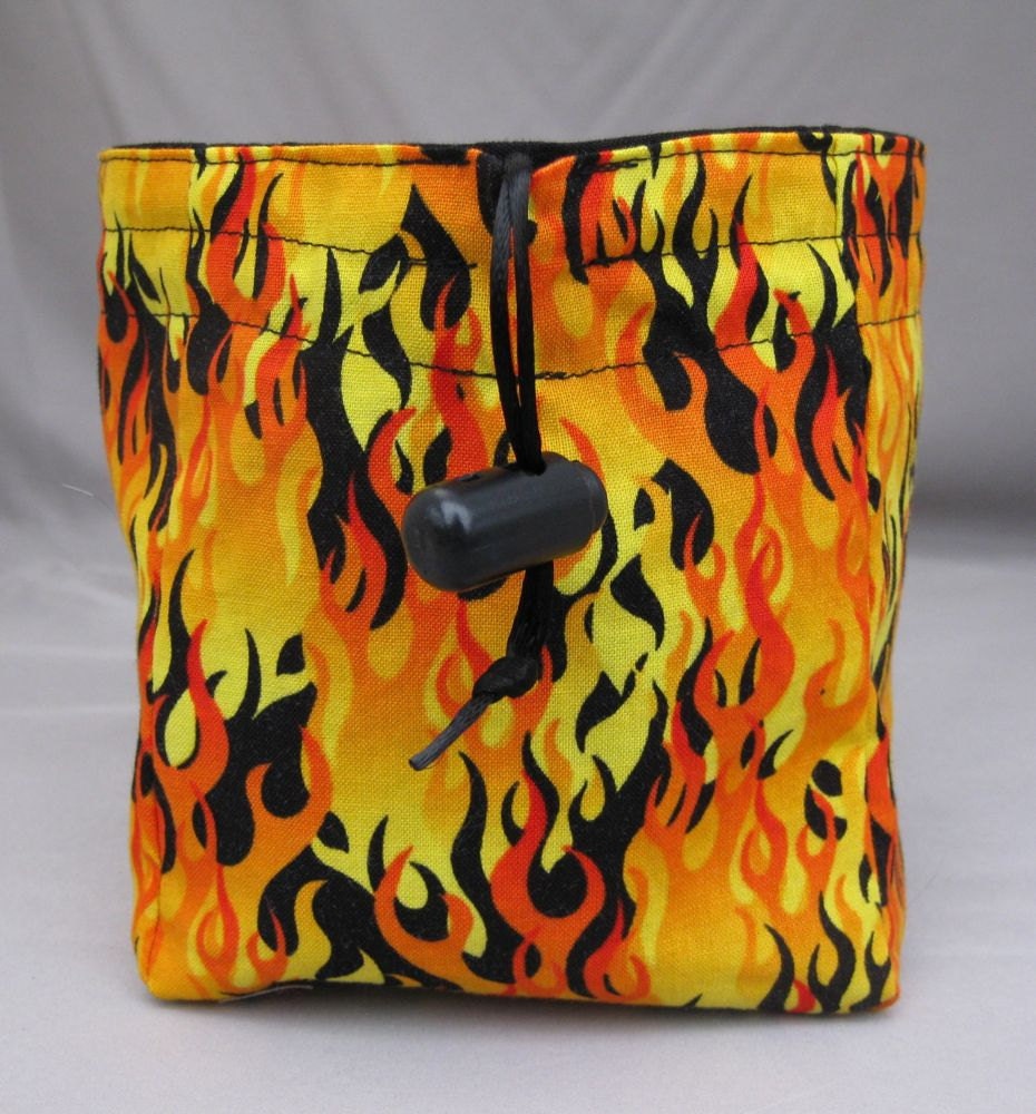 little flames square bottom dice bag