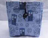 Tardis and Gallifreyan with time vortex square bottom dice bag