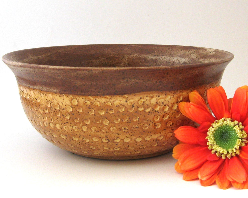 Stoneware Bowl -  42 oz  - Honeycomb Series - Hand Thrown Stoneware