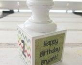 Personalized Wood Candlestick or Cake Topper
