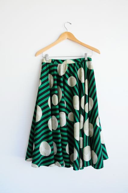 Moonrise green stripe vintage full circle skirt japan