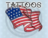 12 Patriotic American Flag Party Favor Temporary Tattoos - Fourth of July - Memorial Day - Labor Day