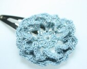 Crochet Hair Clip Blue Sparkles