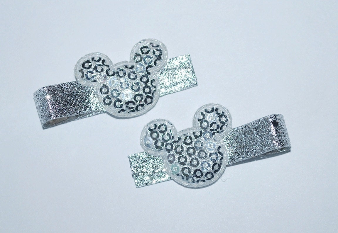 Mickey Mouse Silver Sequin Hair Clips - Buy 3 Items, Get 1 Free