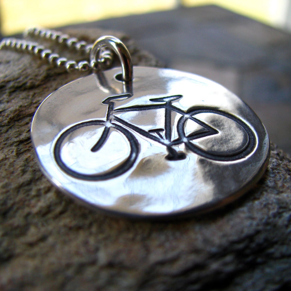 Silver Bicycle Necklace, PMC Fine Silver Jewelry, Bike Rider Jewelry