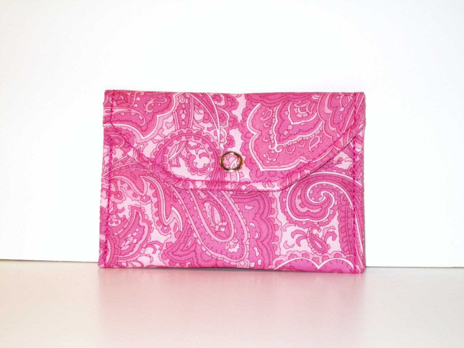 Card Pocket Pink Paisley Pattern