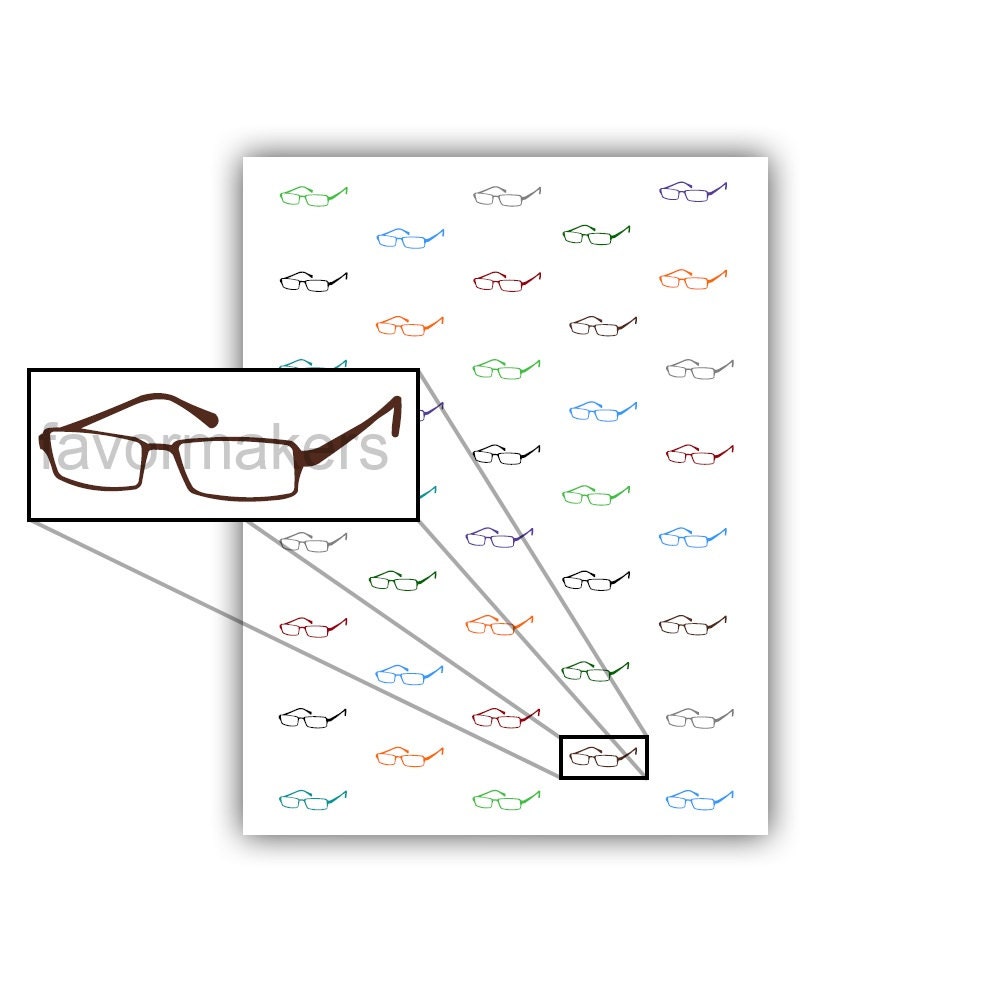 Eye Glass Frames Patterned Paper for Scrapbooking and Gift Wrapping Printable Color PDF (custom colors available)