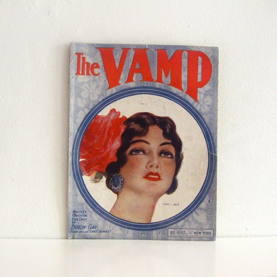 Vintage Antique 1910s Sheet Music - Poster Lithograph - Wall Art - The Vamp