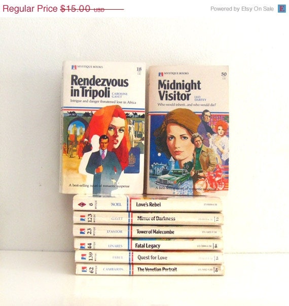 ON SALE 8 Vintage 1970s Romance Mystery Novels - Mystique by Harlequin - Mod Books Lot