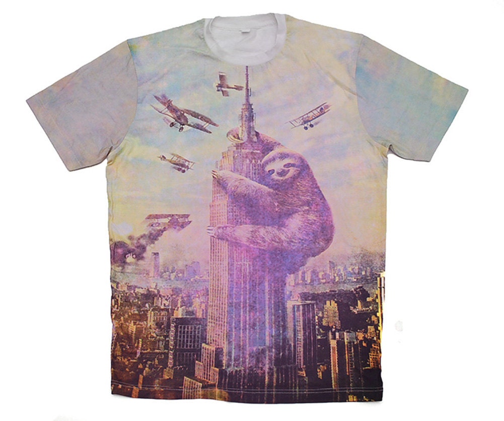 Sloth, Plus Sized, All Over Print, Graphic Tee, Humor, Available S M L XL 2XL