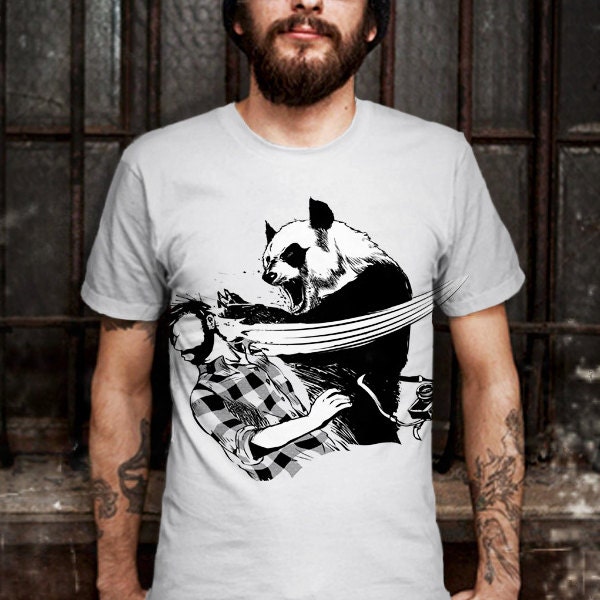 Panda Bitchslap, American Apparel,  Unisex Tee, MEDIUM & LARGE ONLY
