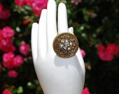 Skull Goth Military layered button adjustable ring