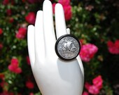 Vintage PIRATE ship buttons upcycled into fashion ring