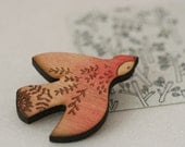 Red Leaf Bird -  Wooden Pin
