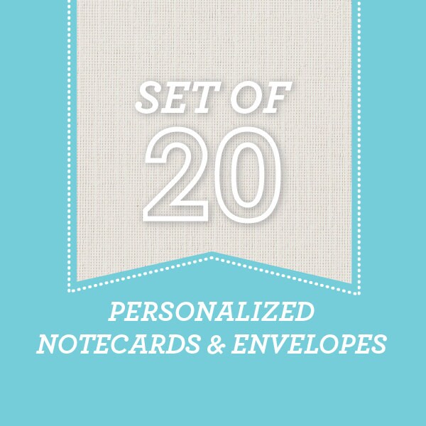Set of 20 Personalized Notecards and Envelopes