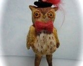 Spun Cotton Ornament  Valentine Owl